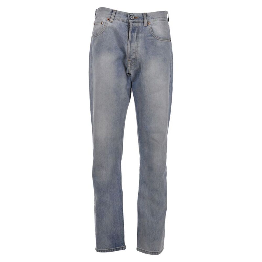 Vetements Faded Straight-Leg Jeans in Light Blue Cotton Denim